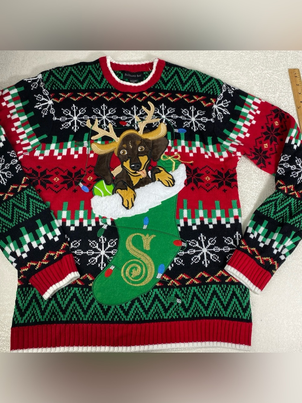 Ugly Christmas Sweater Unisex M Dachshund Dog Knit Colorful